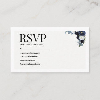Navy Floral RSVP Card