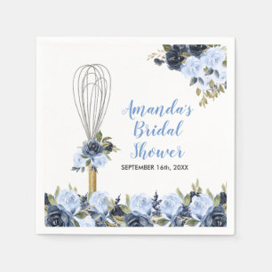 Navy Floral Soon to be Whisked Away Bridal Shower Napkins