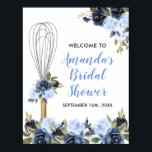 Navy Floral Soon to be Whisked Away Bridal Shower Poster<br><div class="desc">Navy Floral Soon to be Whisked Away Bridal Shower Welcome Sign</div>