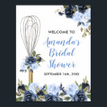 Navy Floral Soon to be Whisked Away Bridal Shower Poster<br><div class="desc">Navy Floral Soon to be Whisked Away Bridal Shower Welcome Sign</div>