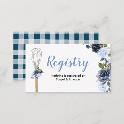 Navy Floral Soon to be Whisked Away Registry Enclosure Card