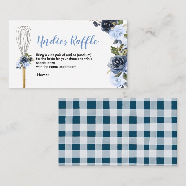 Navy Floral Soon to be Whisked Away Undies Raffle Enclosure Card (Front/Back)