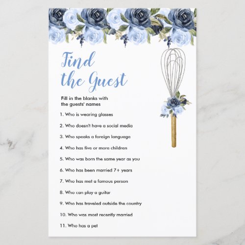 Navy Floral Soon to be Whisked Find the Guest game