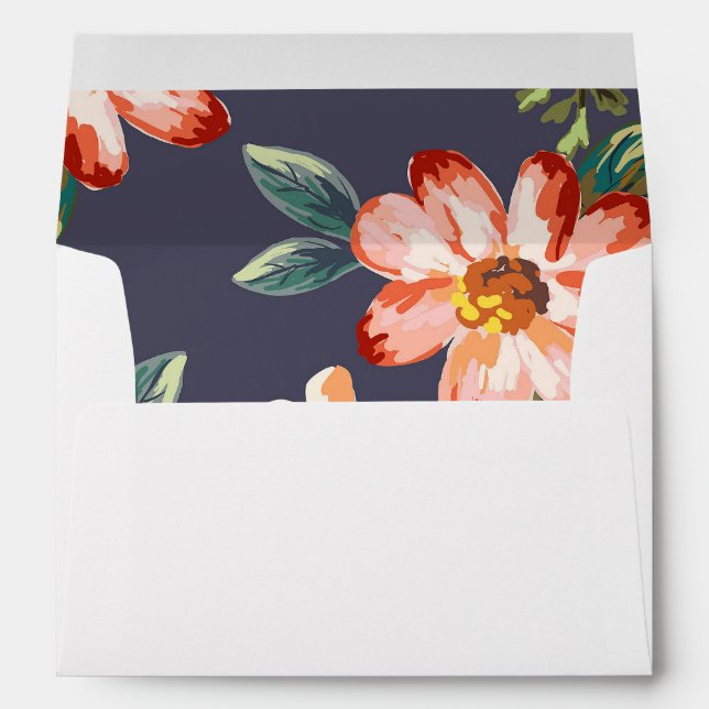 navy floral vintage wedding envelope (Back (Bottom))