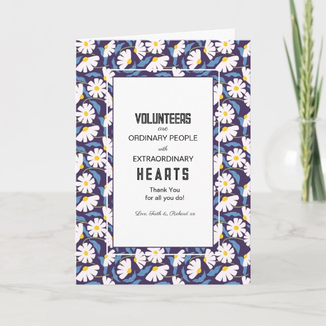 Navy Floral Volunteer Appreciation Week Card |  (Front)