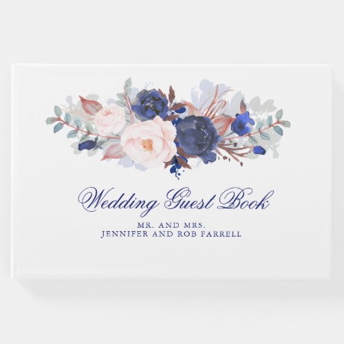 Navy Floral Wedding Guest Book