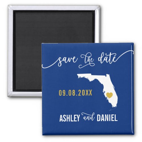 Navy Florida Wedding Save the Date Map Magnet