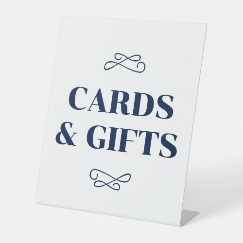 Navy Flourish Cards  Gifts Pedestal Sign