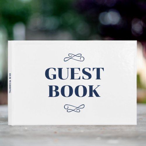 Navy Flourish Wedding Guest Book