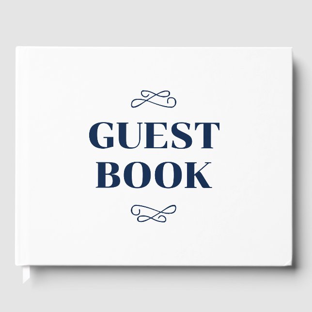 Navy Flourish Wedding Guest Book (Front)