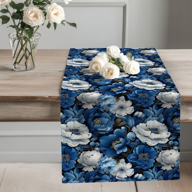 Navy Flowers Blue and White Table Runner (Navy Flowers Blue and White Table Runner)
