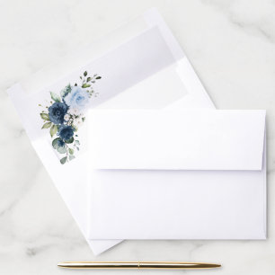 Navy Flowers, Blue Flowers, Boho, Floral Wedding Envelope Liner