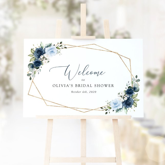 Navy Flowers, Blue Flowers, Bridal Shower Welcome Poster (Creator Uploaded)