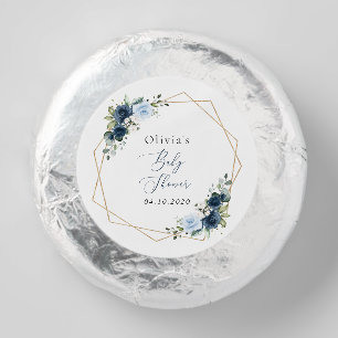 Navy Flowers, Blue Flowers, Greenery, Baby Shower Dipped Oreo Cookie Favors