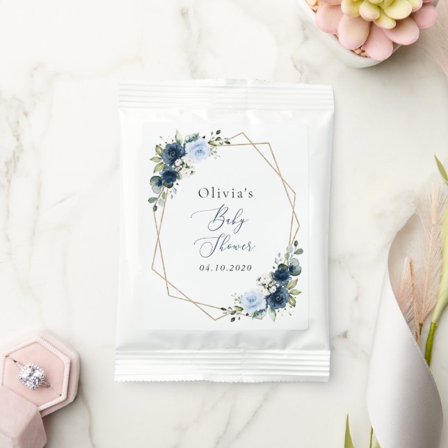 Navy Flowers, Blue Flowers, Greenery, Baby Shower Hot Chocolate Drink Mix (Wedding)