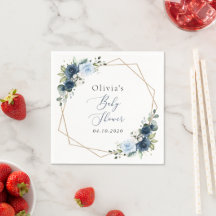 Navy Flowers, Blue Flowers, Greenery, Baby Shower