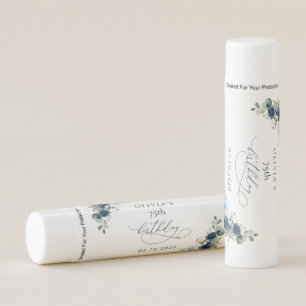 Navy Flowers, Blue Flowers, Greenery, Birthday Lip Balm