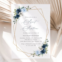 Navy Flowers, Blue Flowers, Greenery, Sweet 16