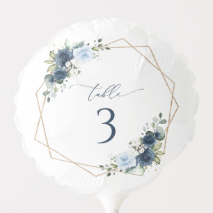 Navy Flowers, Blue Flowers, Wedding Table Numbers Balloon