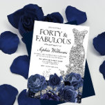 Navy Flowers & Silver Diamond Dress 40th Birthday Invitation<br><div class="desc">Navy Flowers & Silver Diamond Dress 40th Birthday Invite

See matching collection in Niche and Nest Store</div>