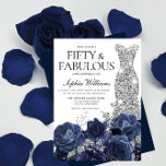 Navy Flowers & Silver Diamond Dress 50th Birthday Invitation<br><div class="desc">Navy Flowers & Silver Diamond Dress 50th Birthday Party Invite

See matching collection in Niche and Nest Store</div>