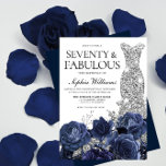 Navy Flowers & Silver Diamond Dress 70th Birthday Invitation<br><div class="desc">Navy Flowers & Silver Diamond Dress 70th Birthday Party Invite

See matching collection in Niche and Nest Store</div>