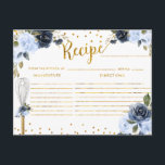 Navy Flowers Whisked away Bridal Shower Recipe Postcard<br><div class="desc">Navy Flowers Whisked away Bridal Shower Recipe card</div>
