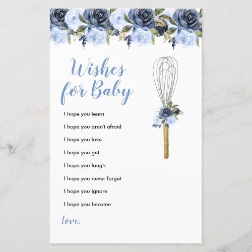 Navy Flowers Wishes for Baby Greenery Floral