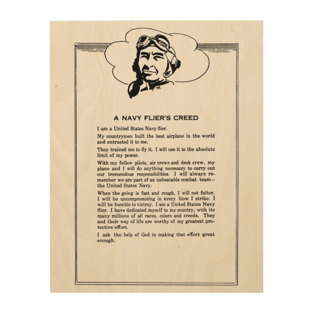 Navy Flyer's Creed Wood Wall Art (Front)