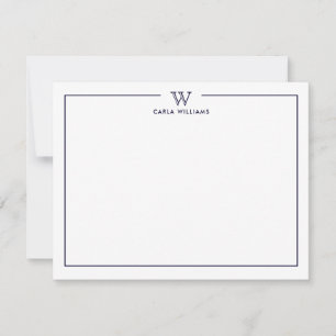 NAVY  Formal Classic Family Monogram Minimalist Note Card