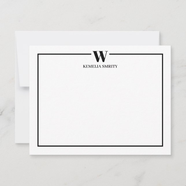 Navy Formal Monogram Family Note Card (Front)