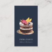 NAVY FRUIT FLORAL CAKE PATISSERIE CUPCAKE BAKERY BUSINESS CARD (Front)