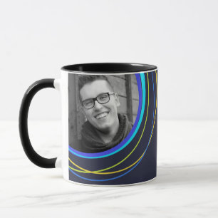 Navy funky circle patterned photo mug