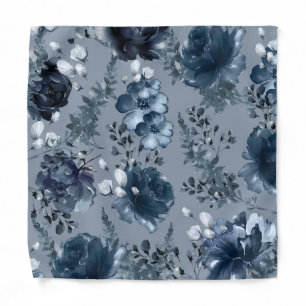 Navy Garden Florals Dusty Wedding Pocket Square Bandana
