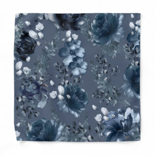 Navy Garden Florals Navy Wedding Pocket Square Bandana