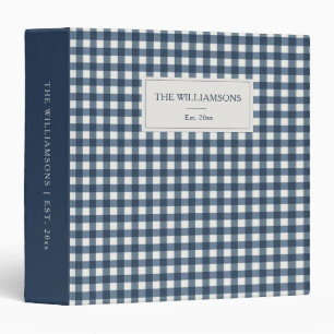 Navy Gingham Est Year Newlywed Keepsake Photo 3 Ring Binder