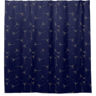 Navy Ginkgo Shower Curtain
