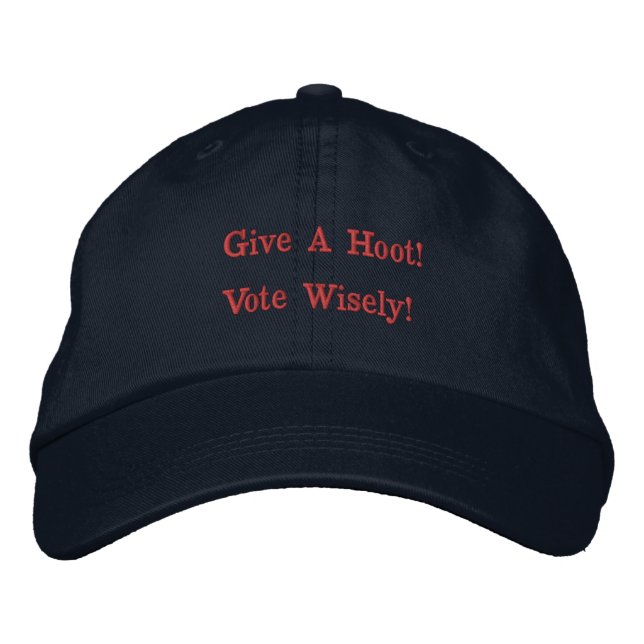 Navy Give a hoot --Vote wisely! Embroidered Baseball Cap (Front)