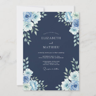 Navy Glacial Winter Wedding Invitation