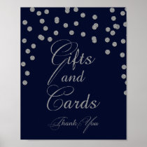 Navy Glitter gifts and cards Sign