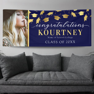 Navy Gold 2026 Graduation Photo Banner