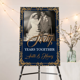 Navy & Gold 60th Wedding Anniversary Foam Board