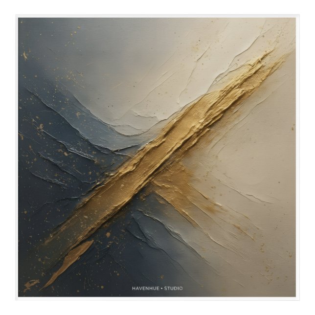 “Navy & Gold Abstract Acrylic Wall Art – Modern  (Front)