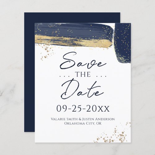 Navy Gold Abstract Watercolor Save the Date 