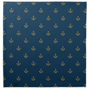 Navy Gold Anchor Pattern Cloth Napkin