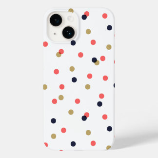 Navy Gold and Coral Confetti Dots Case-Mate iPhone 14 Case