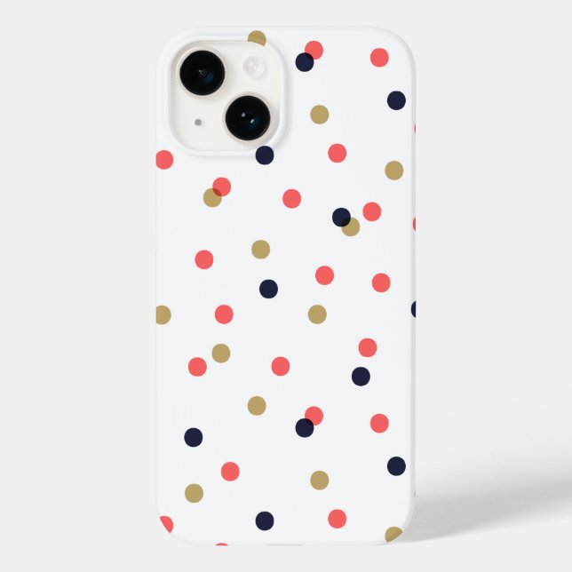 Navy Gold and Coral Confetti Dots Case-Mate iPhone Case (Back)