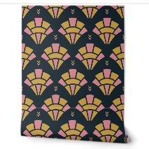 Navy, Gold and Rose Art Deco Arch Fan