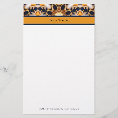 Navy  Gold Ant Cathedral  Personal Stationery