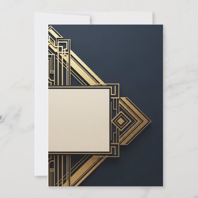 Navy & Gold Art-Deco Invitation (Front)